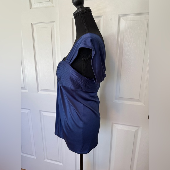 BCBGMaxAzria Deep Blue Pleated Blouse - Picture 6 of 8